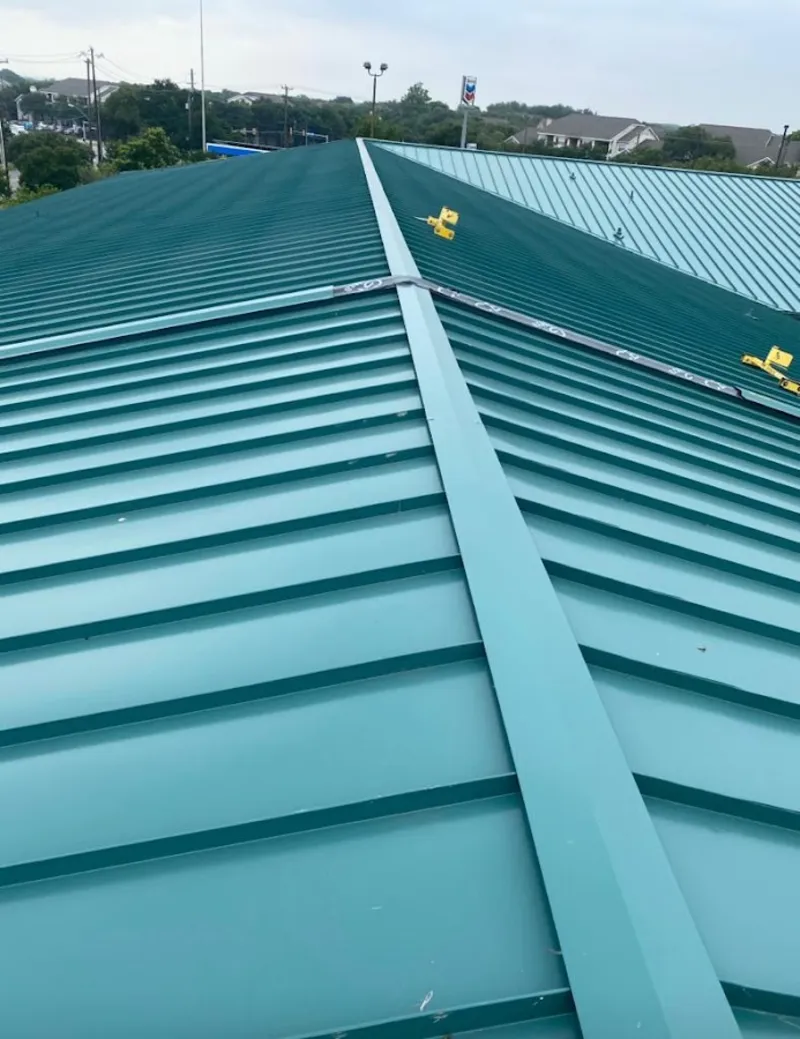Green commercial metal roof ridge and valley for Metal Roof Repair in Palm Harbor